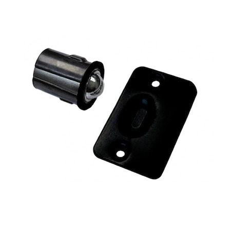 Cal-Royal Adjustable Drive-In Ball Catch Full Lip Strike, 1-3/8 x 2-1/4 Round Corner Strike, US1 Black DIB1-1